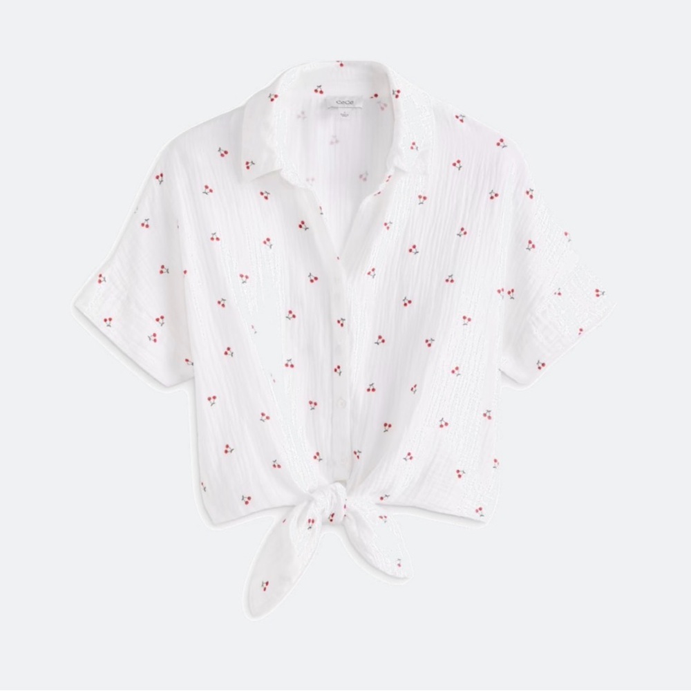 Cece Sportswear Dolly Tie Front Blouse